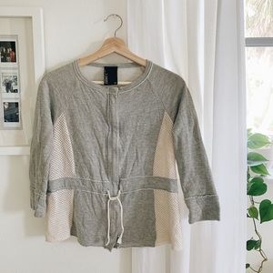 Anthropologie | Dolan grey T shirt mesh zip mixed material long sleeve sweater